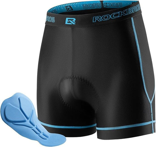 ROCKBROS Cuissard de Cyclisme pour Hommes avec Rembourrage de Siège 4D Sous-vêtements de Cyclisme Respirants Sous-vêtements de Cyclisme Rembourrés Court Élastique VTT Vélo de Route M-3XL