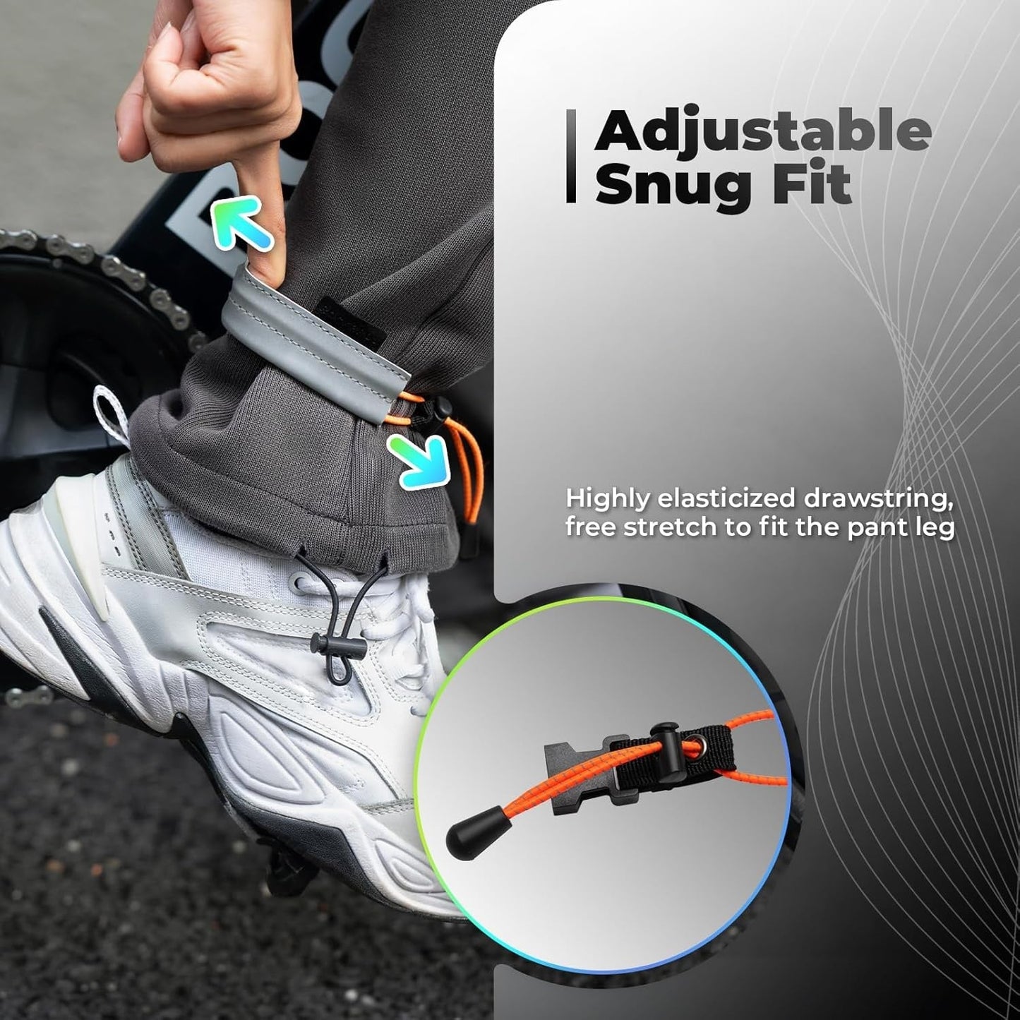 ROCKBROS Bande Réfléchissante Clip de Pantalon Élastique Protecteur de Pantalon de Vélo Bande de Pantalon Réfléchissante pour Jogging en Plein Air Cyclisme Course à Pied 1 Paire