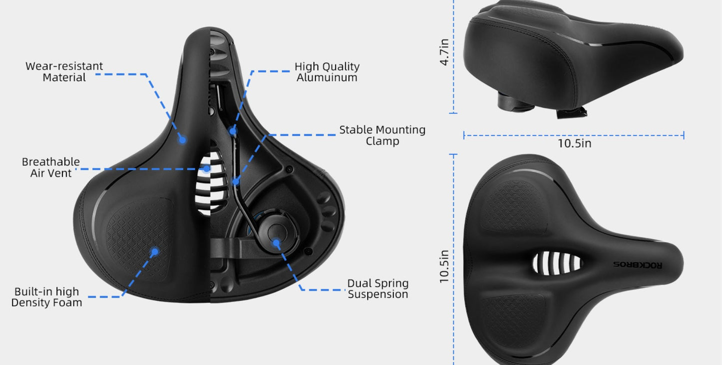 ROCKBROS Selle de vélo large pour vélo d'exercice/siège de vélo Peloton