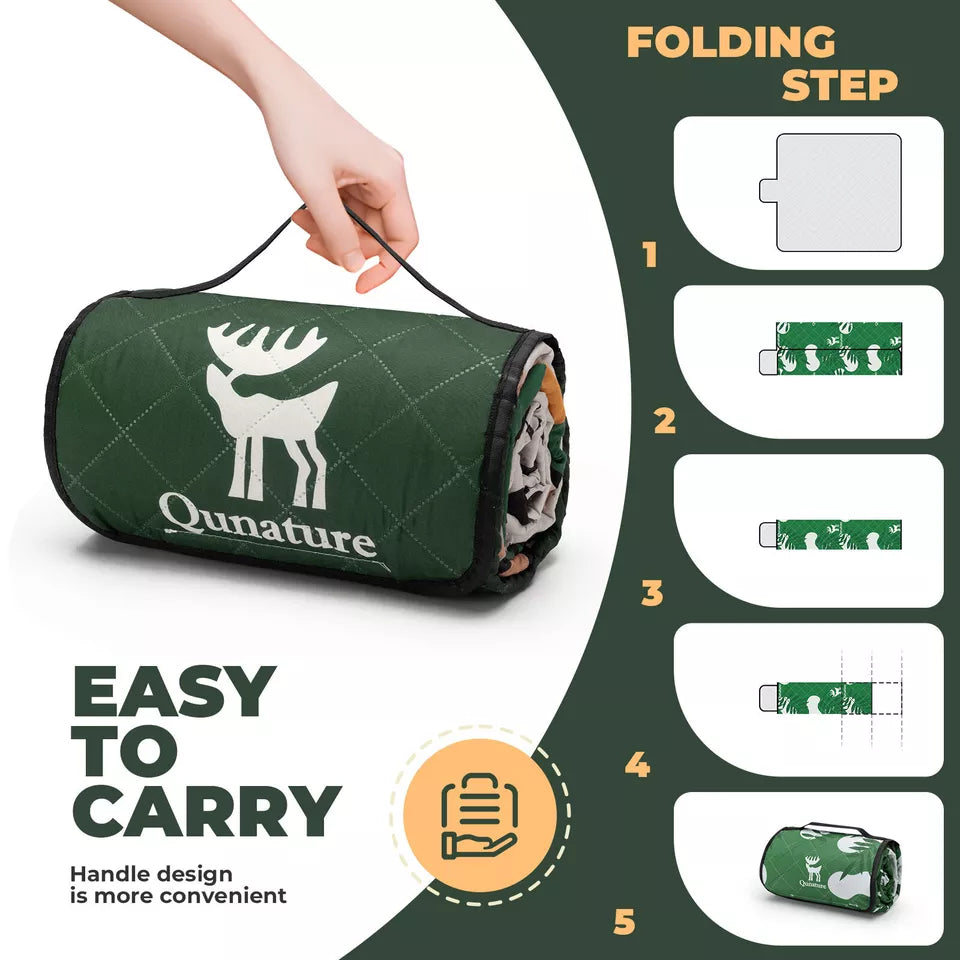 Qunature Couverture de pique-nique 200 x 200 cm Couverture de camping Tapis de pique-nique extérieur imperméable