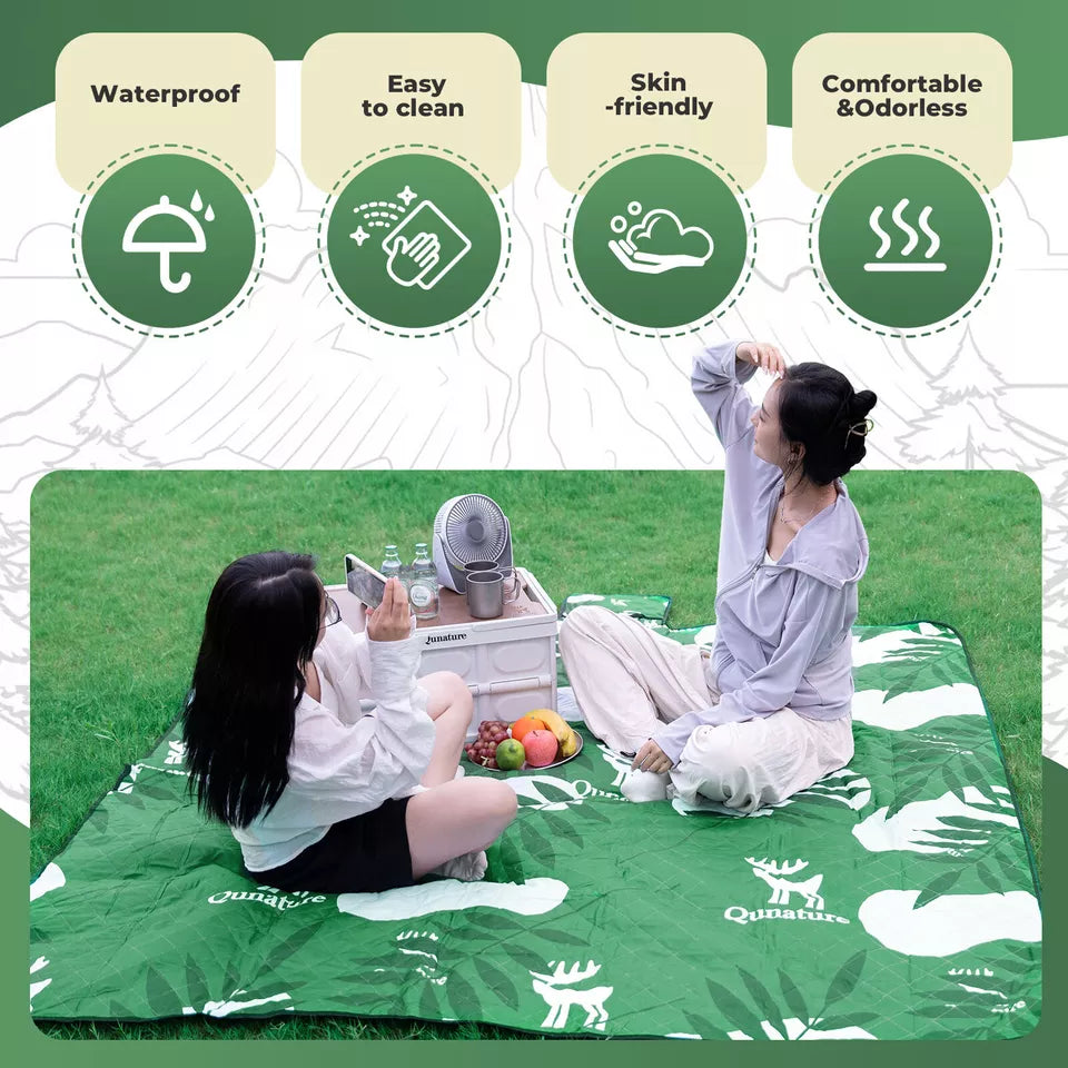 Qunature Couverture de pique-nique 200 x 200 cm Couverture de camping Tapis de pique-nique extérieur imperméable