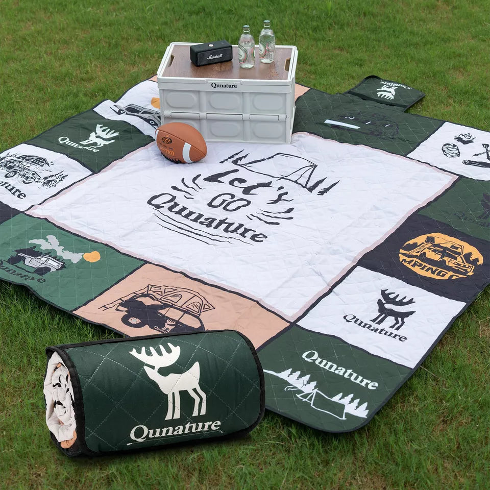 Qunature Couverture de pique-nique 200 x 200 cm Couverture de camping Tapis de pique-nique extérieur imperméable
