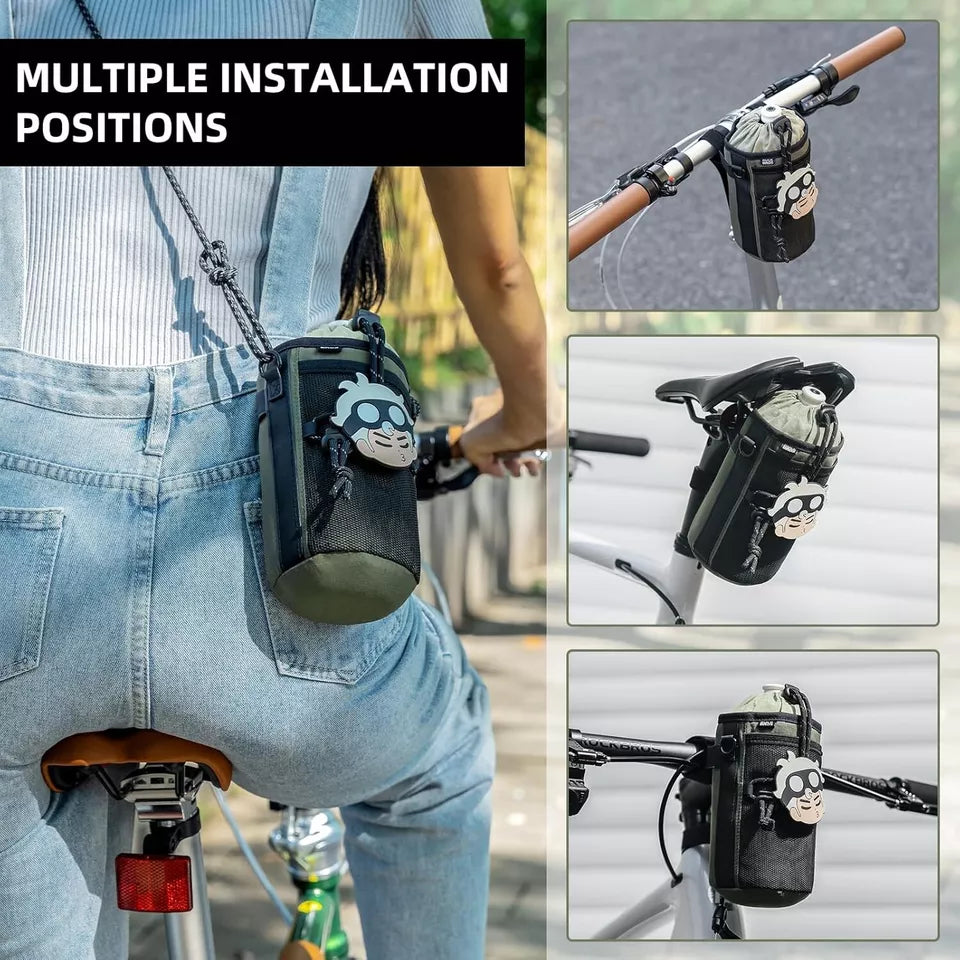 ROCKBROS sac de bouteille de vélo guidon avec bouteille d'eau à cordon en nylon