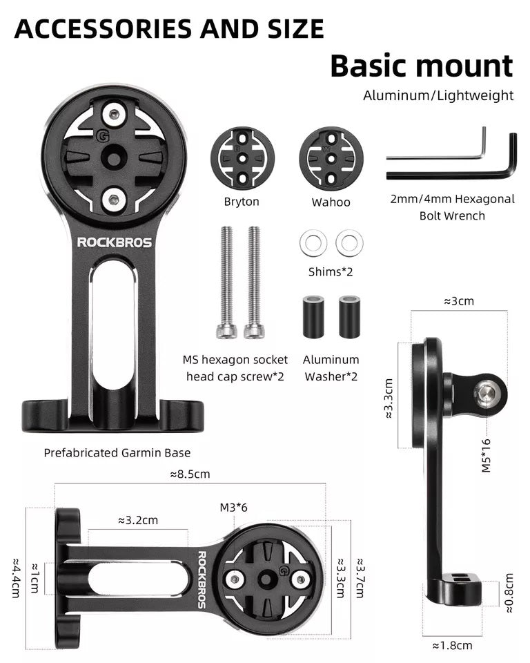 Support d'ordinateur de vélo ROCKBROS pour support de guidon GPS Garmin Bryton Wahoo en aluminium