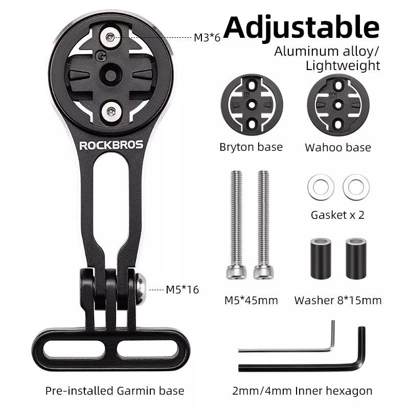 Support d'ordinateur de vélo ROCKBROS pour support de guidon GPS Garmin Bryton Wahoo en aluminium