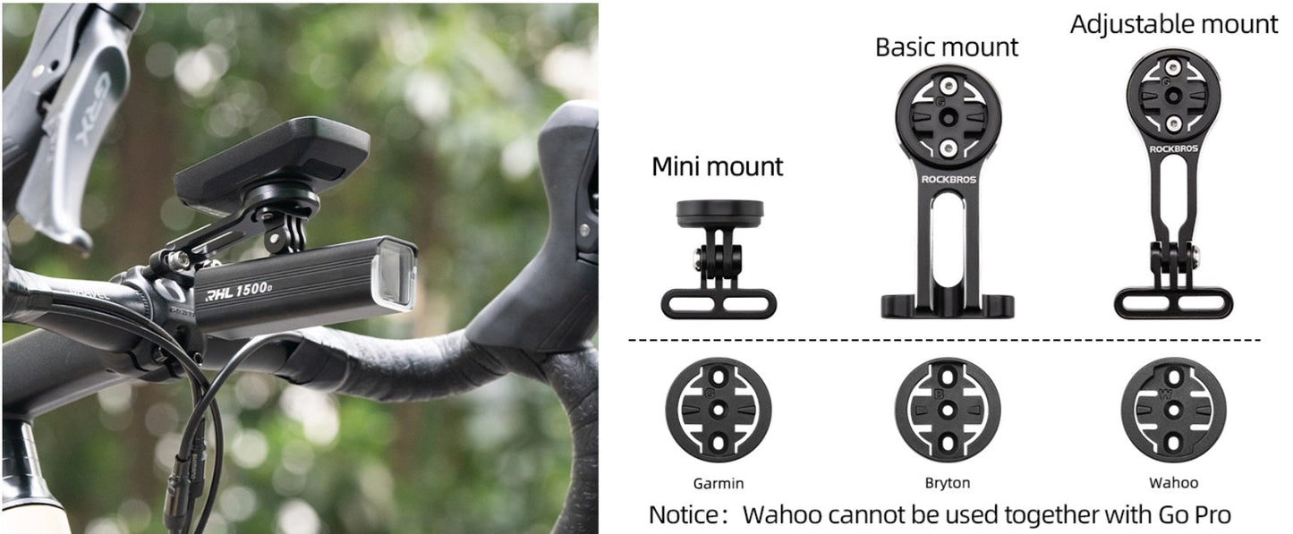 Support d'ordinateur de vélo ROCKBROS pour support de guidon GPS Garmin Bryton Wahoo en aluminium