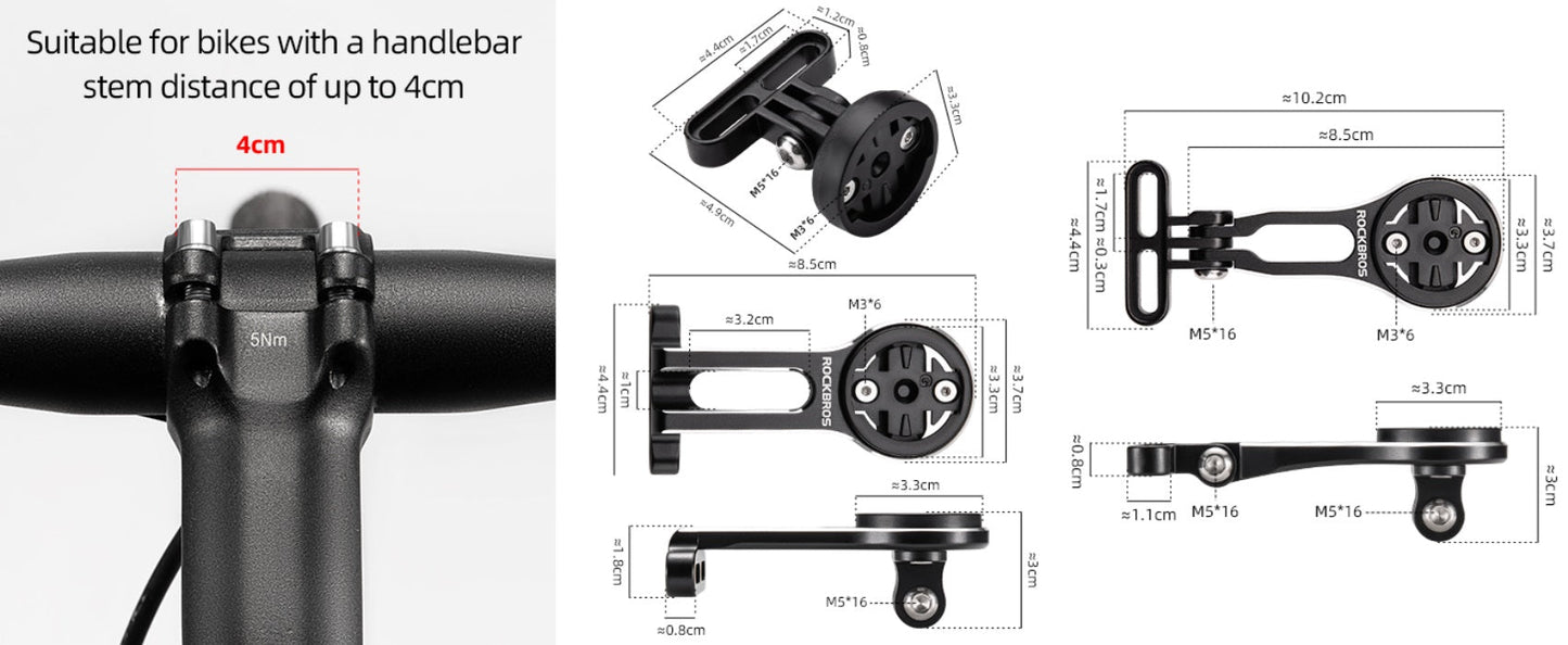 Support d'ordinateur de vélo ROCKBROS pour support de guidon GPS Garmin Bryton Wahoo en aluminium