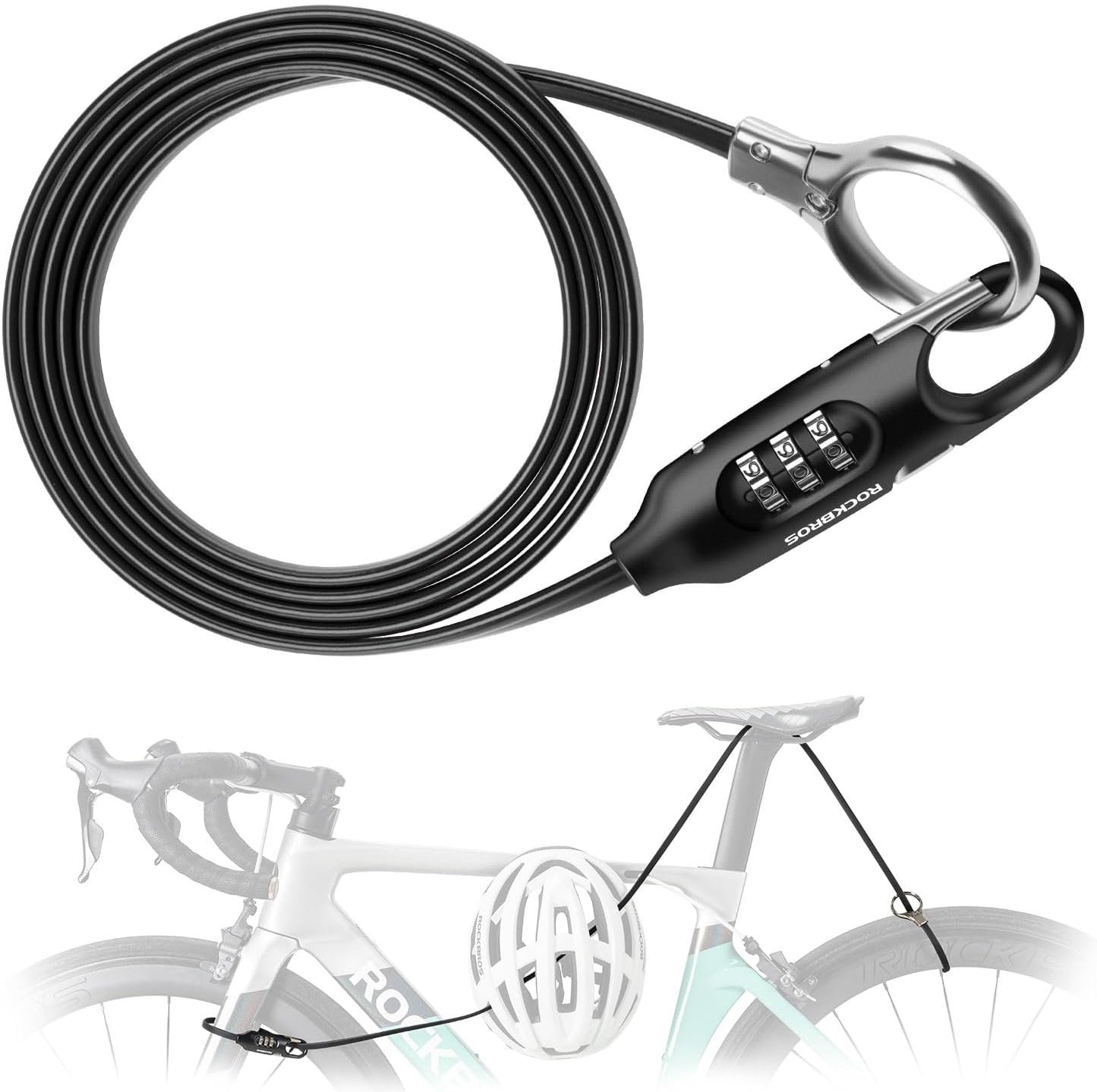 ROCKBROS câble antivol de vélo 150cm avec code numérique antivol pour vélo scooter bébé poussette rouge/noir