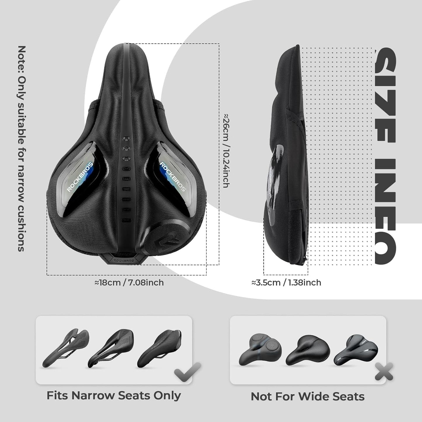 Housse de selle de vélo avec protection contre la pluie, housse de selle en gel pour vtt, vélo de route, e-bike, rouge/bleu
