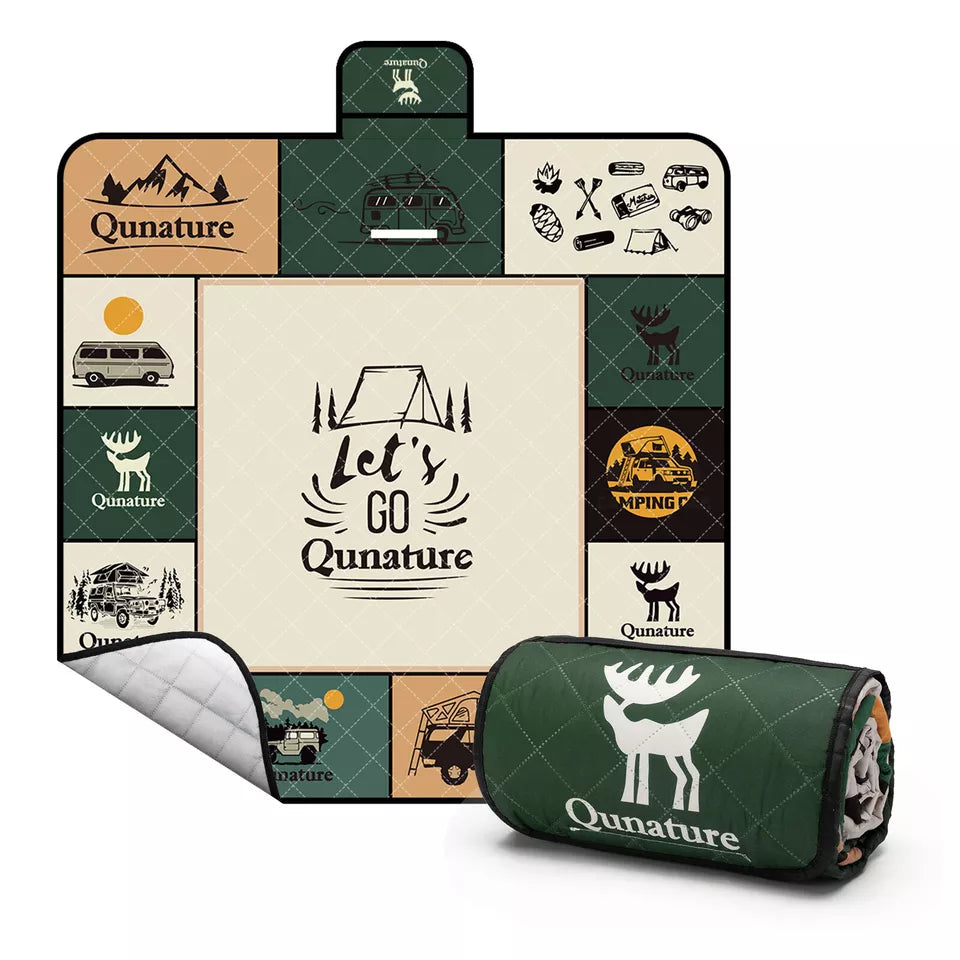 Qunature Couverture de pique-nique 200 x 200 cm Couverture de camping Tapis de pique-nique extérieur imperméable