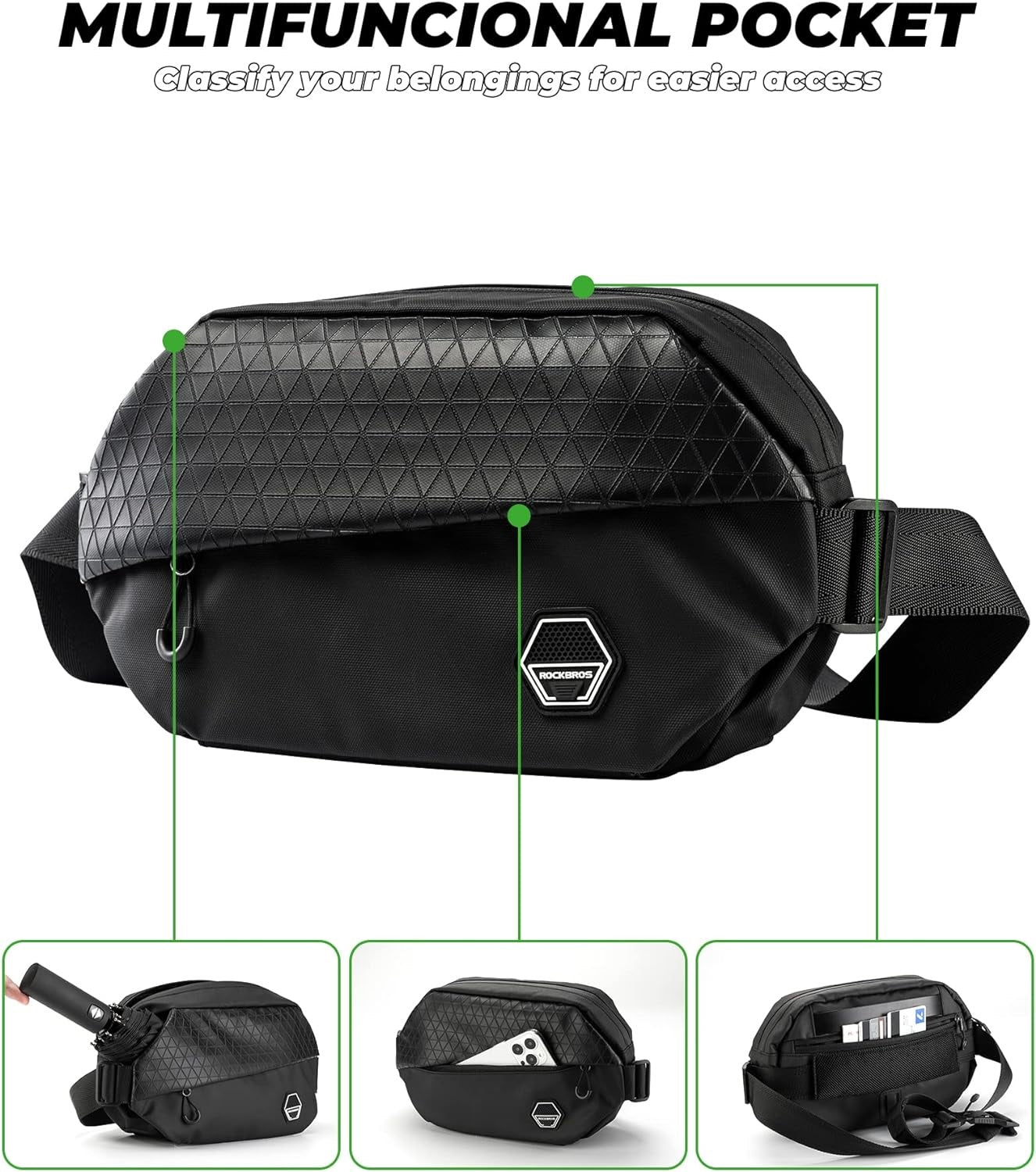 ROCKBROS sac à bandoulière vélo ceinture sac multifonction sac à main moto