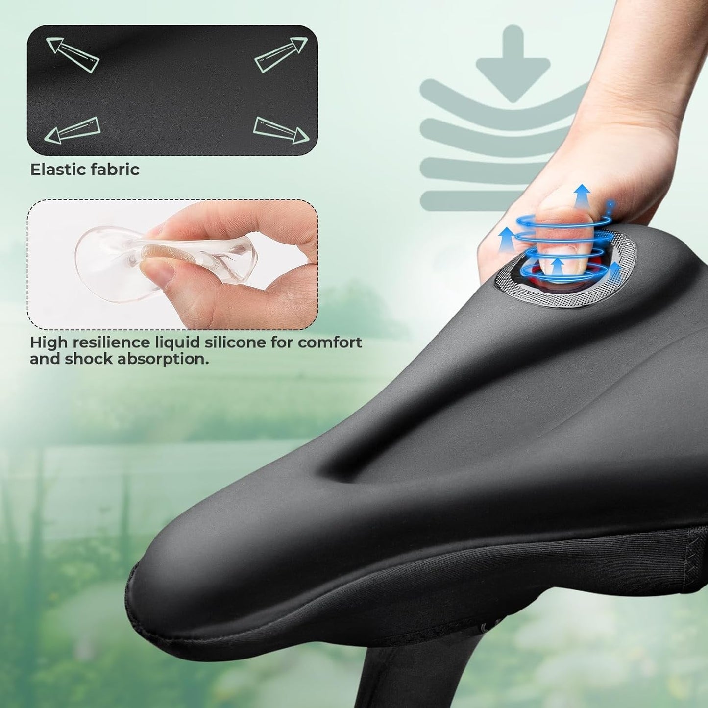 ROCKBROS Housse de Selle en Gel Housse de Selle de Vélo Housse de Selle de Vélo Rembourrée avec Protecteur de Selle Imperméable pour Hommes et Femmes 28 cm x 17,5 cm Bleu/Rouge