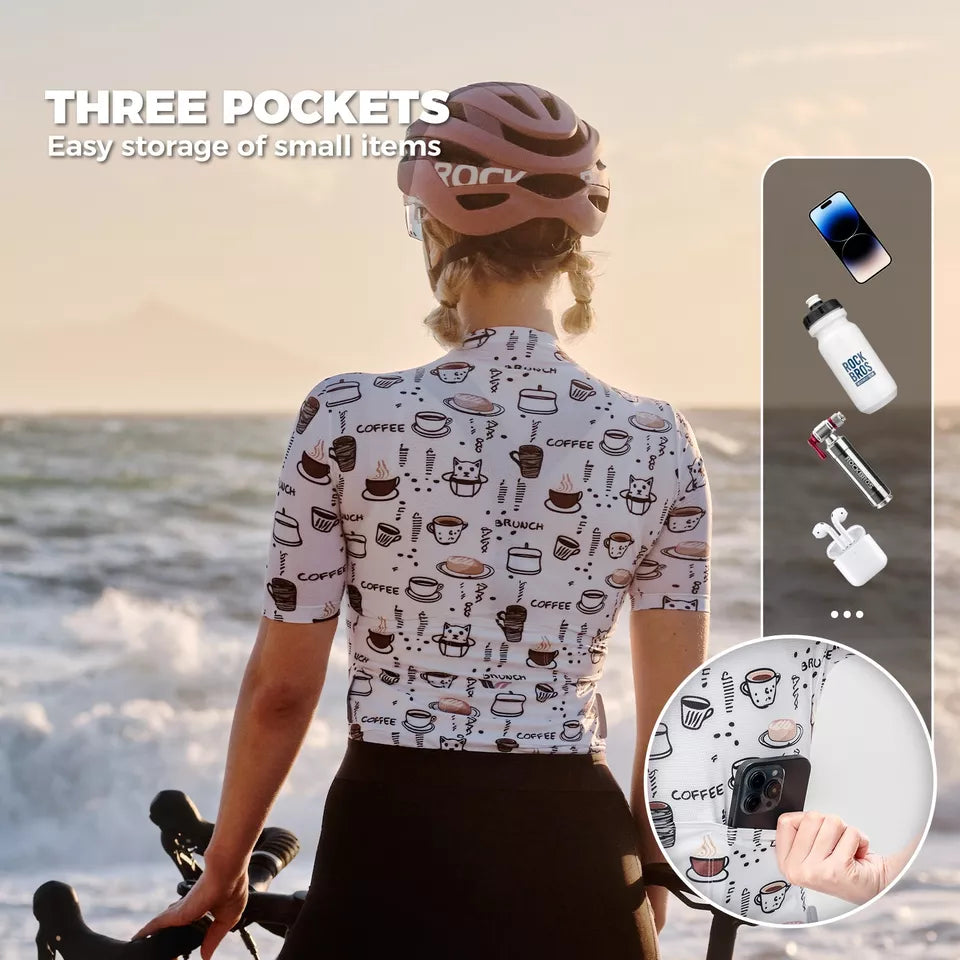 ROCKBROS TVI maillot de cyclisme maillot de cyclisme respirant à manches courtes pour femme avec 3 poches