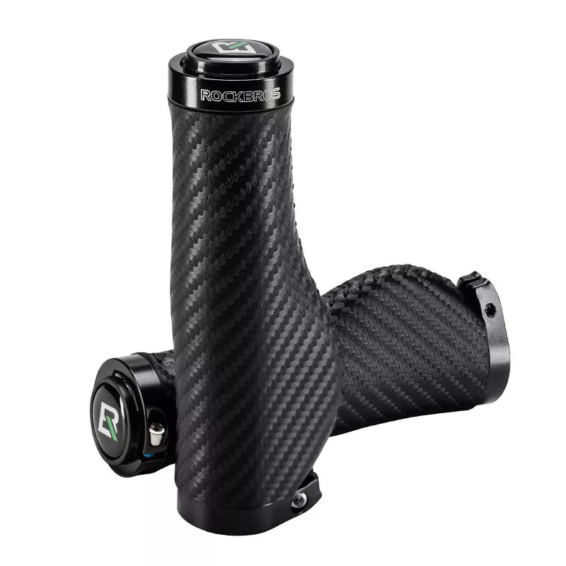 ROCKBROS – poignées de guidon de vélo à motif carbone, Double verrouillage, 22.2mm