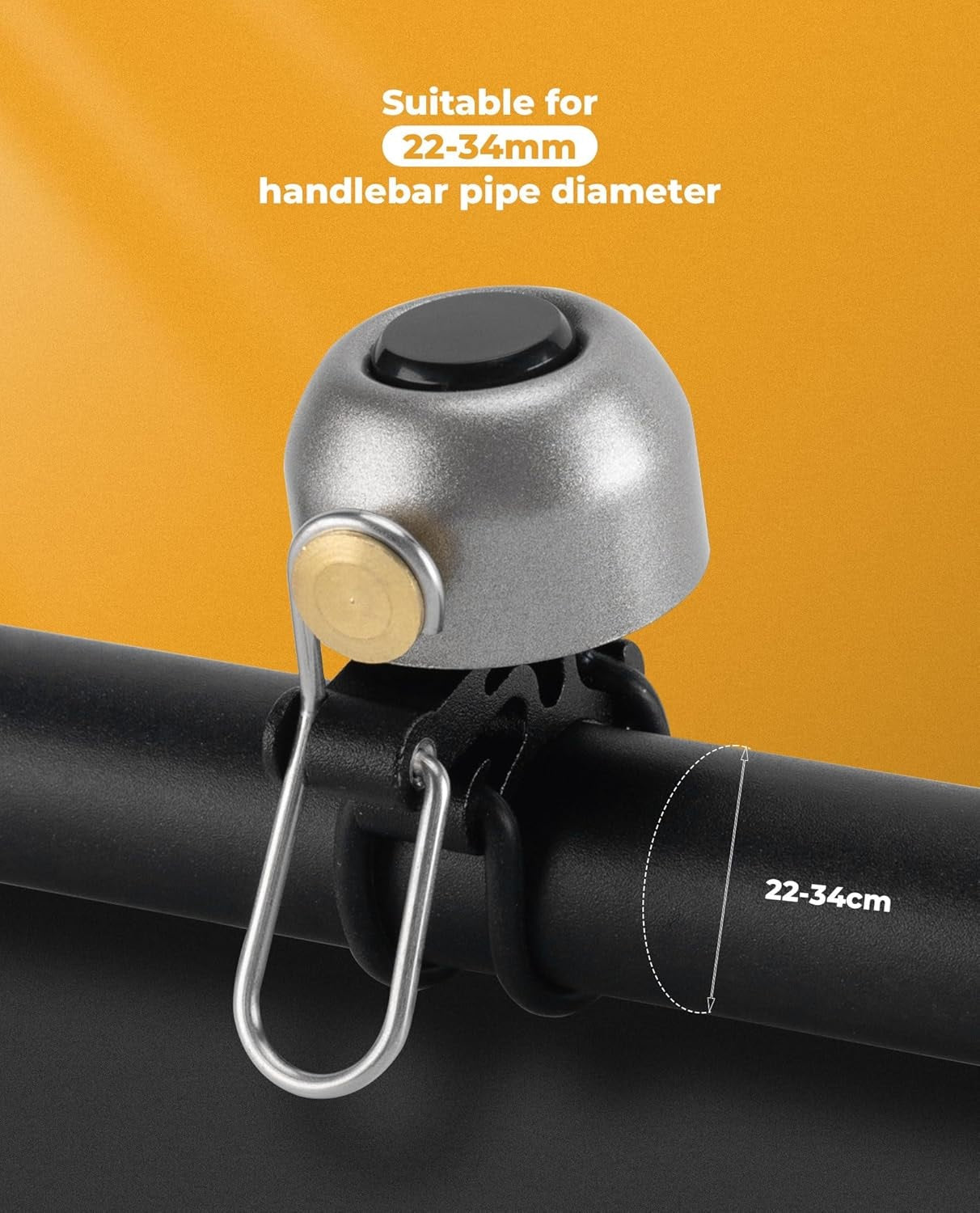 ROCKBROS cloche de vélo guidon classique, VTT rétro cloche de vélo cloche forte vélo cloche de vélo en cuivre pour 22-34 mm
