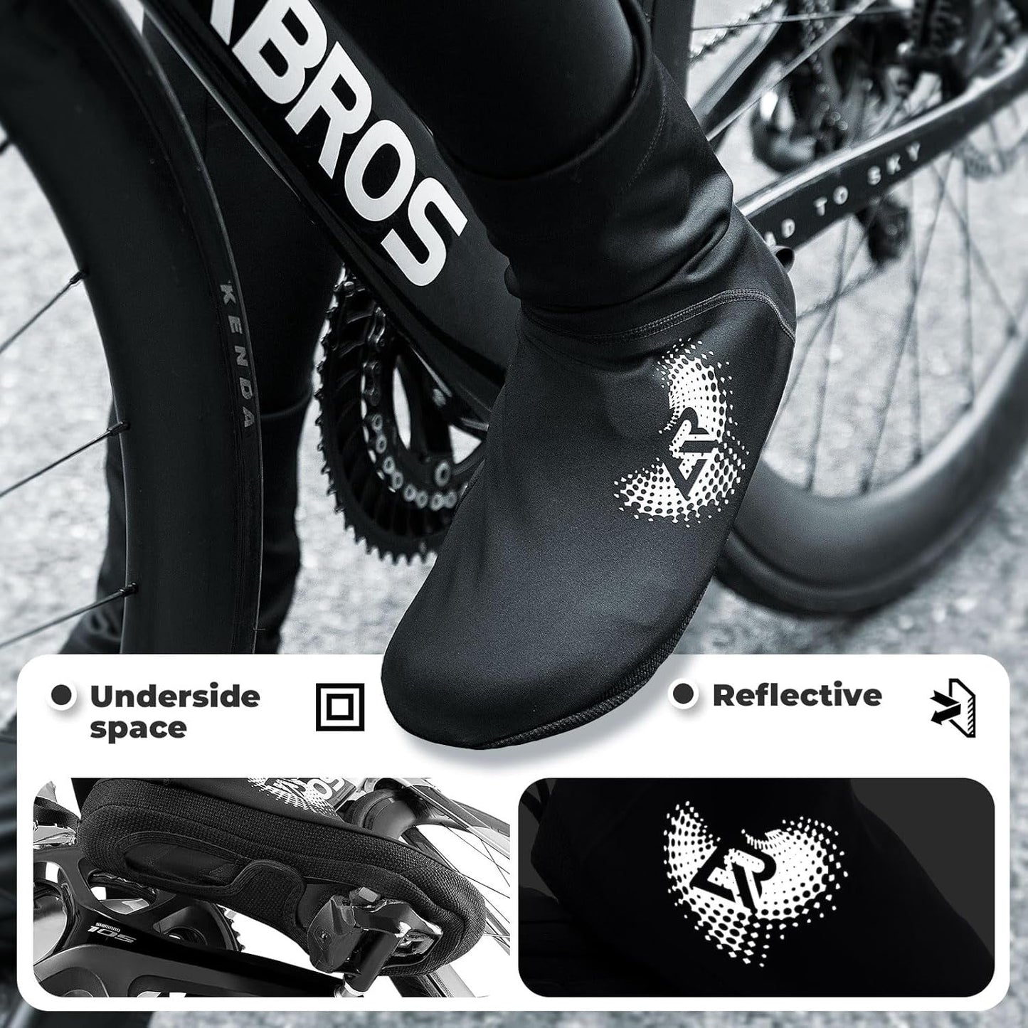 Couvre-chaussures de vélo ROCKBROS LF1274 couvre-chaussures chauds, hydrofuges, adaptés à -5 à 10 degrés pour vélo de route VTT