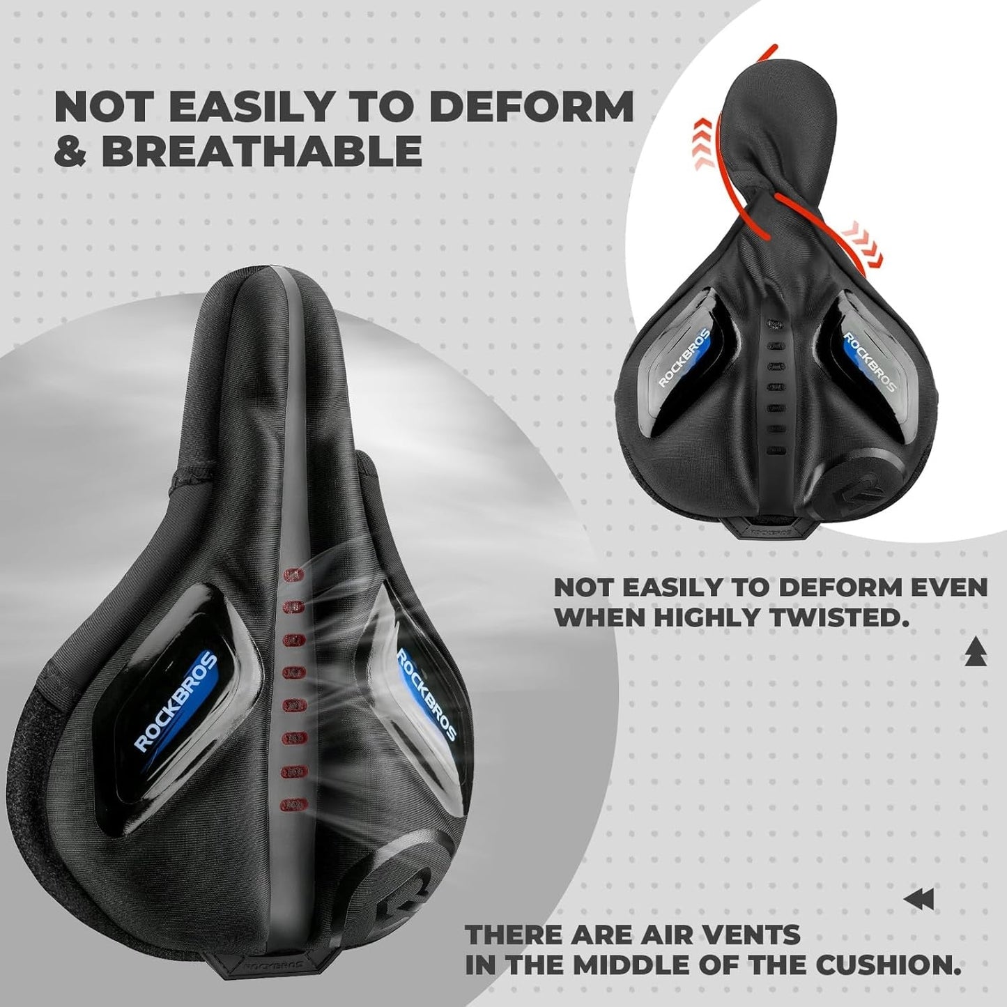 Housse de selle de vélo avec protection contre la pluie, housse de selle en gel pour vtt, vélo de route, e-bike, rouge/bleu