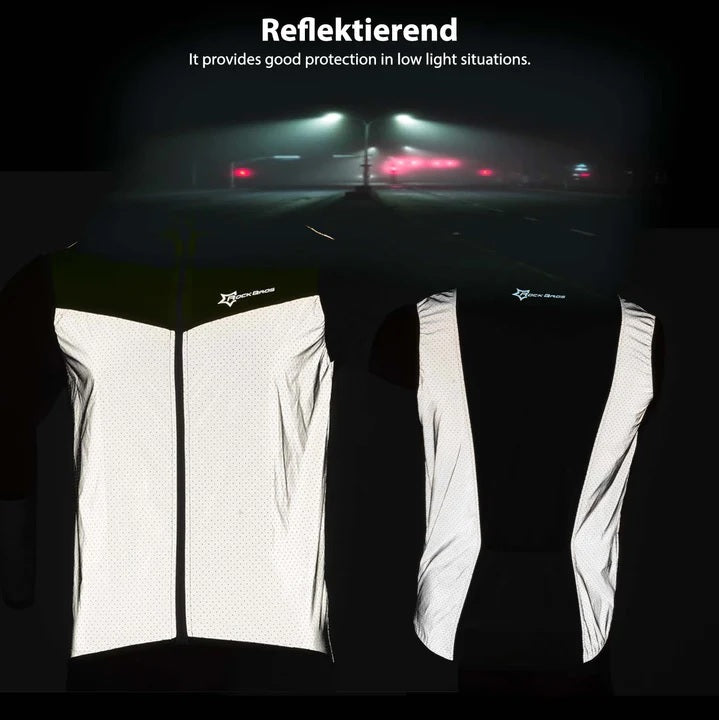 ROCKBROS Gilet de vélo réfléchissant Gilet de course coupe-vent respirant