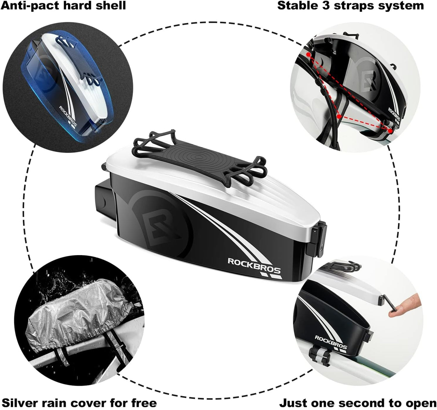 ROCKBROS sac de cadre de sac de vélo avec support de téléphone portable pour téléphone portable de 4 à 6,5 pouces