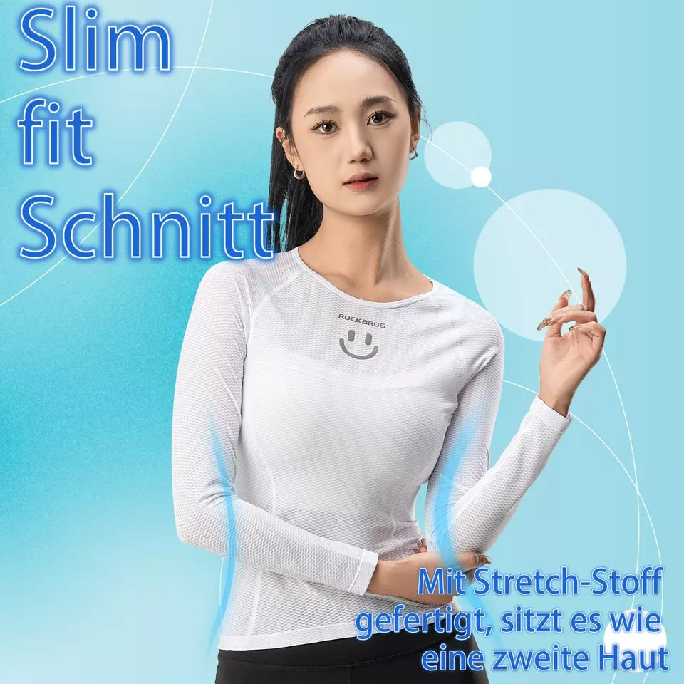 ROCKBROS Chemise à manches longues Maillot de cyclisme pour femme Respirant Séchage rapide Vêtements de vélo Femme Convient pour la course à pied Tennis Randonnée Maillot de corps de sport de base