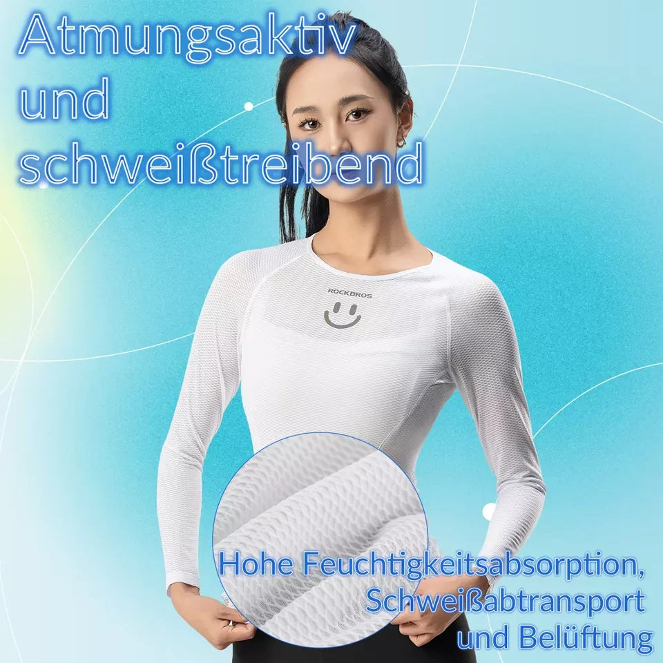 ROCKBROS Chemise à manches longues Maillot de cyclisme pour femme Respirant Séchage rapide Vêtements de vélo Femme Convient pour la course à pied Tennis Randonnée Maillot de corps de sport de base