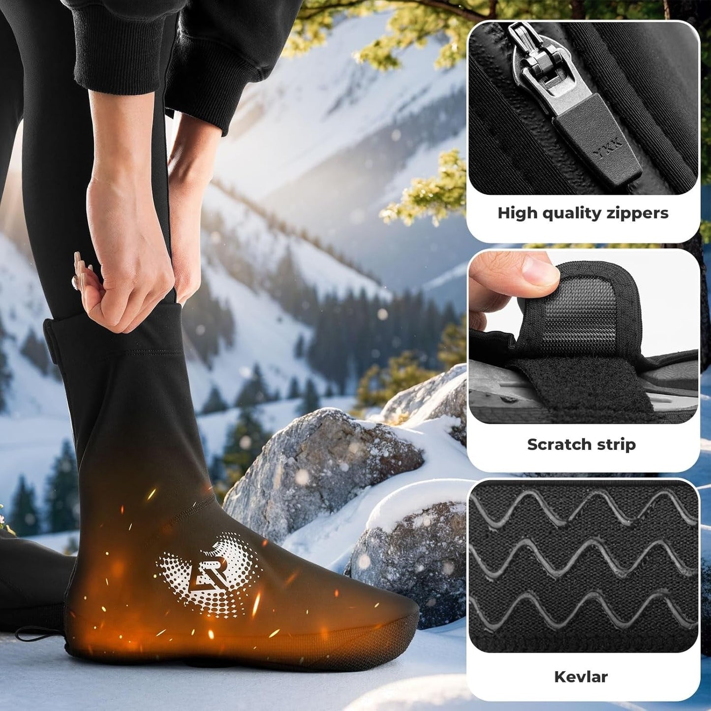 Couvre-chaussures de vélo ROCKBROS LF1274 couvre-chaussures chauds, hydrofuges, adaptés à -5 à 10 degrés pour vélo de route VTT