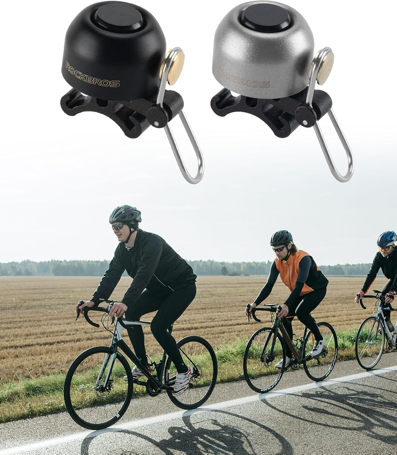 ROCKBROS cloche de vélo guidon classique, VTT rétro cloche de vélo cloche forte vélo cloche de vélo en cuivre pour 22-34 mm