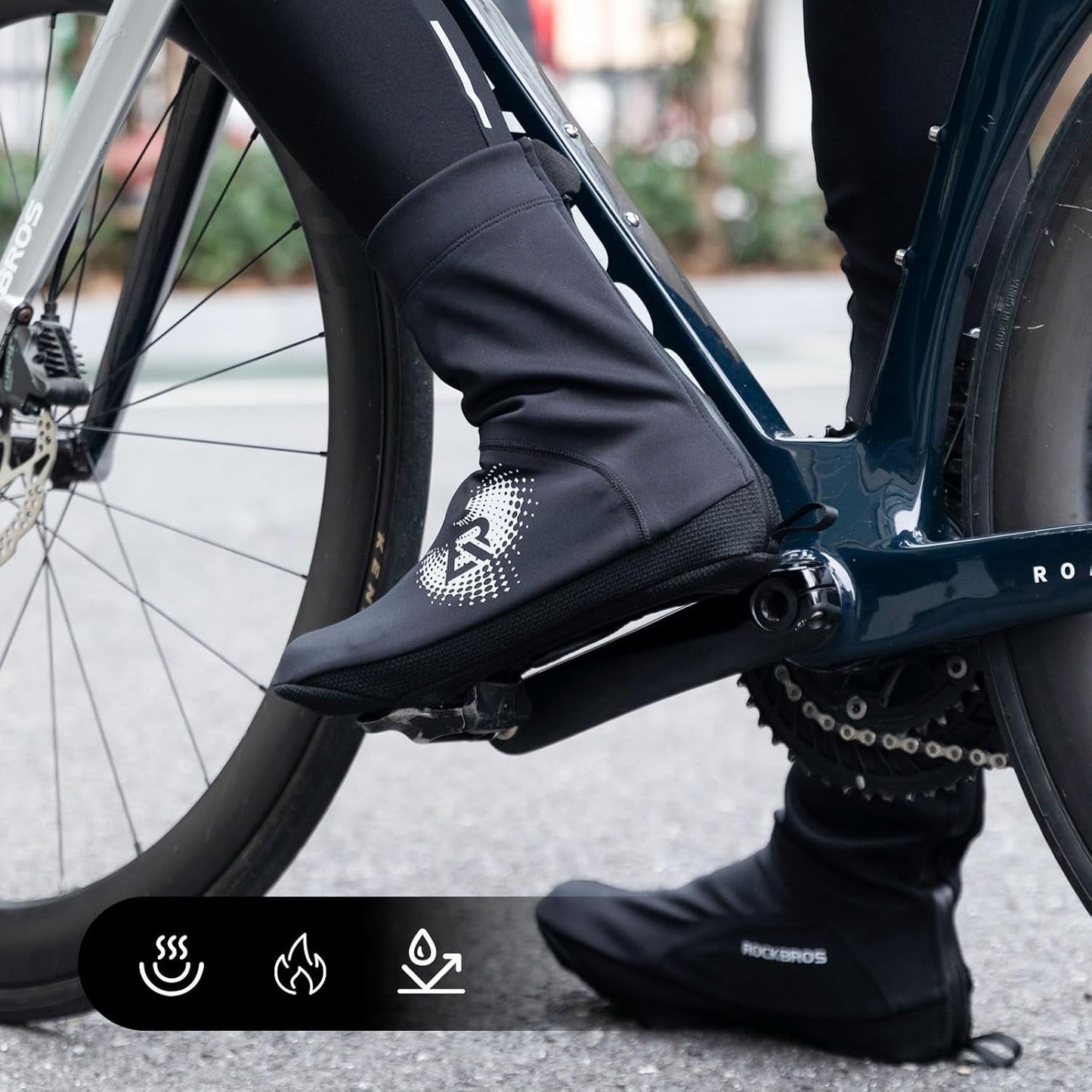 Couvre-chaussures de vélo ROCKBROS LF1274 couvre-chaussures chauds, hydrofuges, adaptés à -5 à 10 degrés pour vélo de route VTT