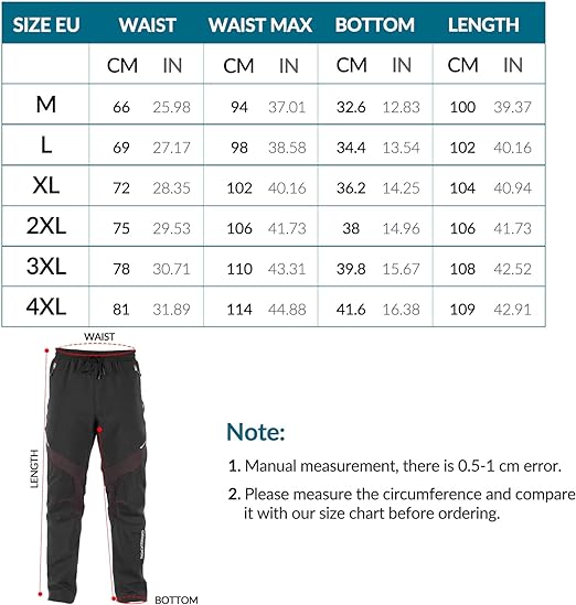 ROCKBROS Pantalon vélo coupe-vent Pantalon long Sport Pantalon vélo Taille européenne M-4XL
