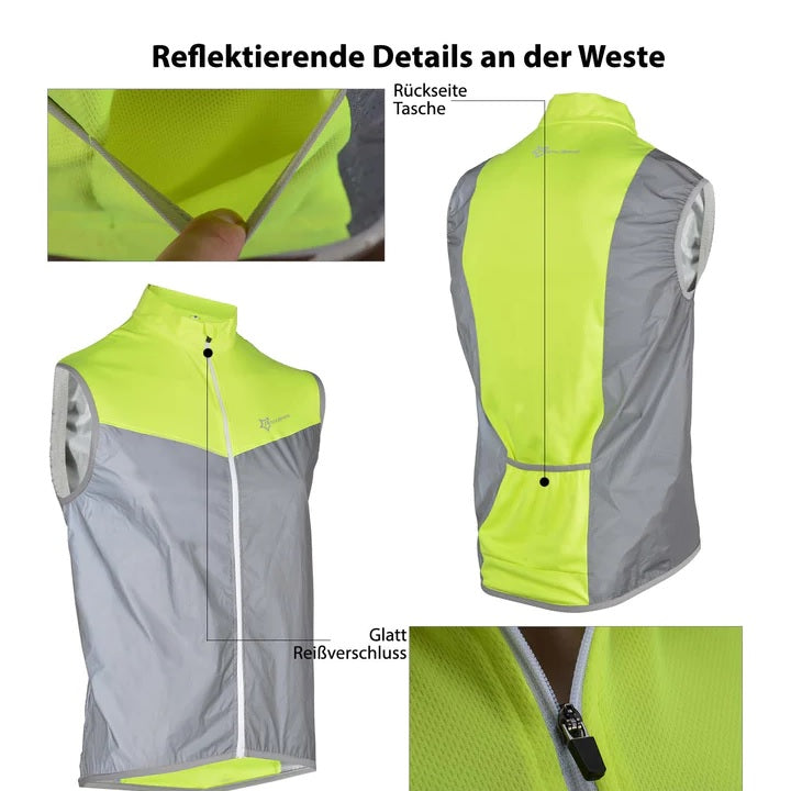 ROCKBROS Gilet de vélo réfléchissant Gilet de course coupe-vent respirant