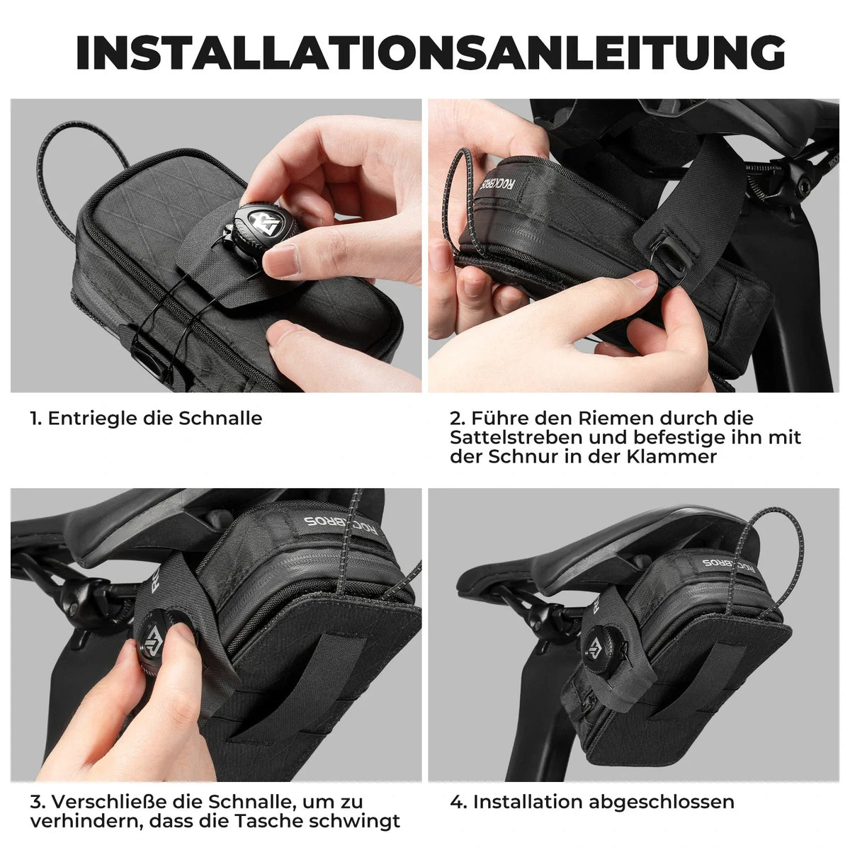 ROCKBROS Sacoches de selle de vélo avec système de fixation rotative, Résistant à l'eau et déchirure