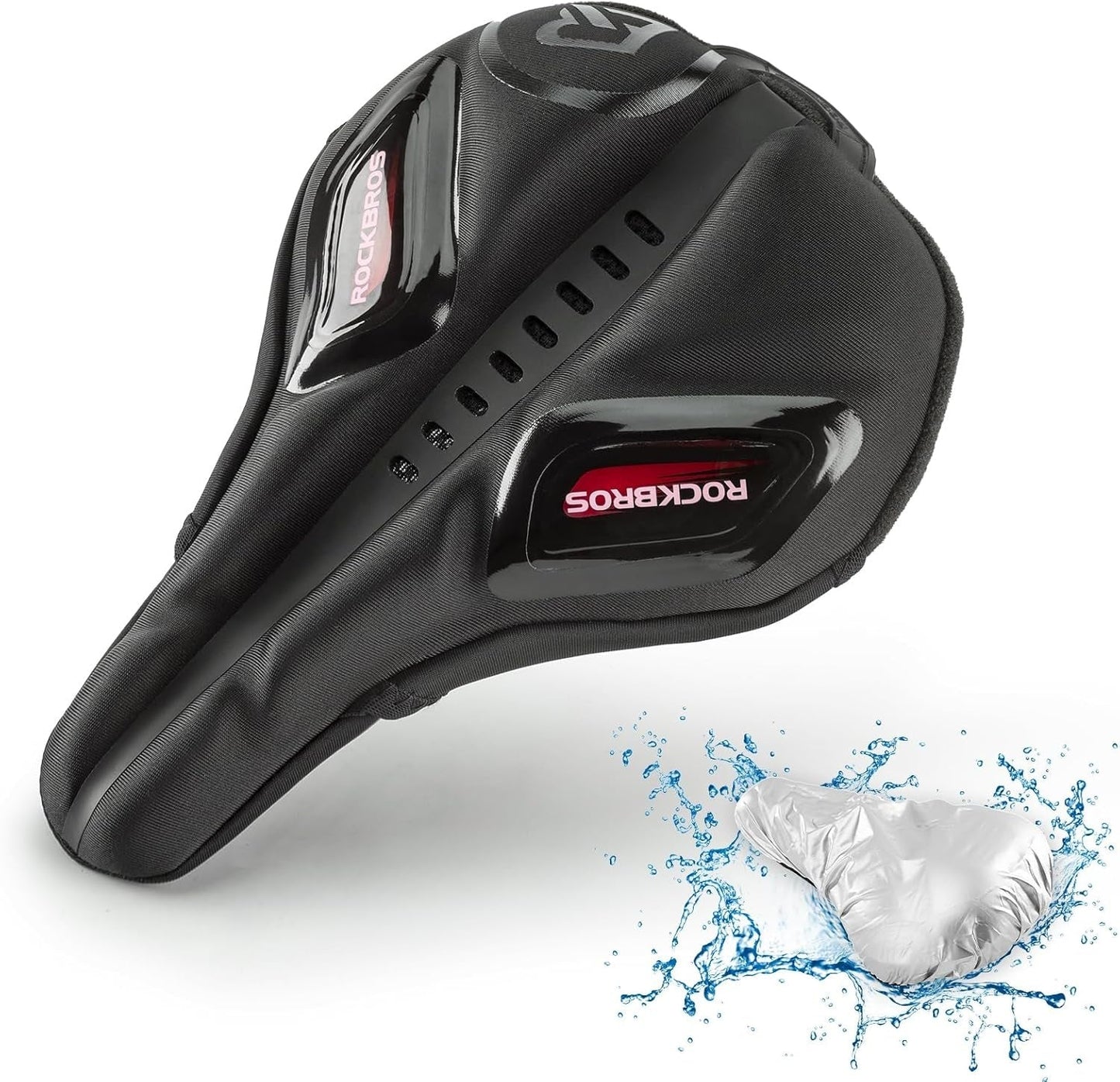 Housse de selle de vélo avec protection contre la pluie, housse de selle en gel pour vtt, vélo de route, e-bike, rouge/bleu