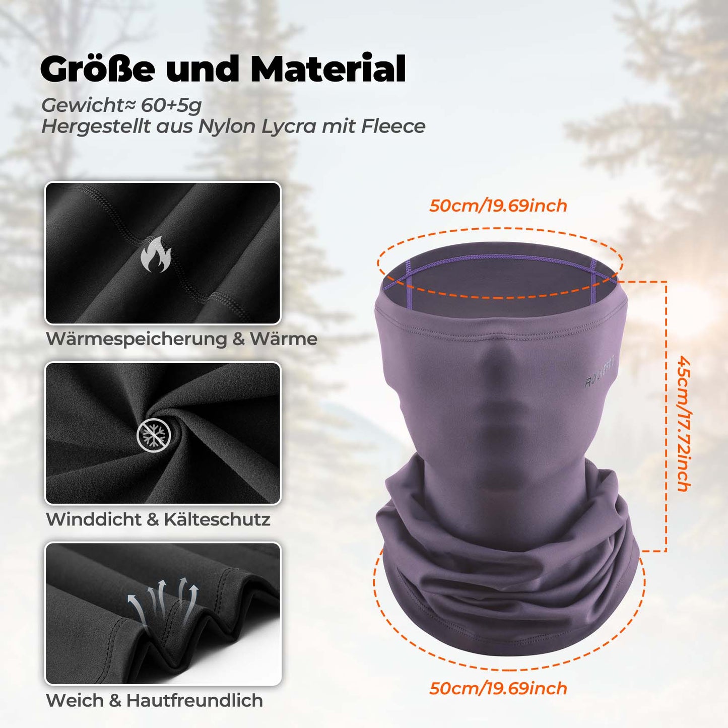 Cagoule multifonctionnelle en polaire, masque doux pour le visage, écharpe tubulaire ROCKBROS