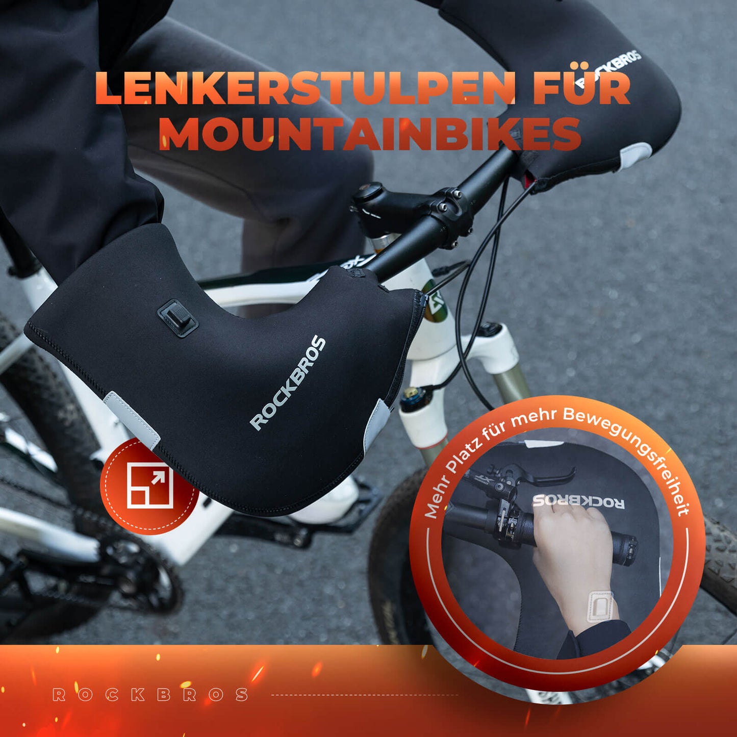 Manchons chauffants et étanches pour guidon de vélo - rechargeables ROCKBROS