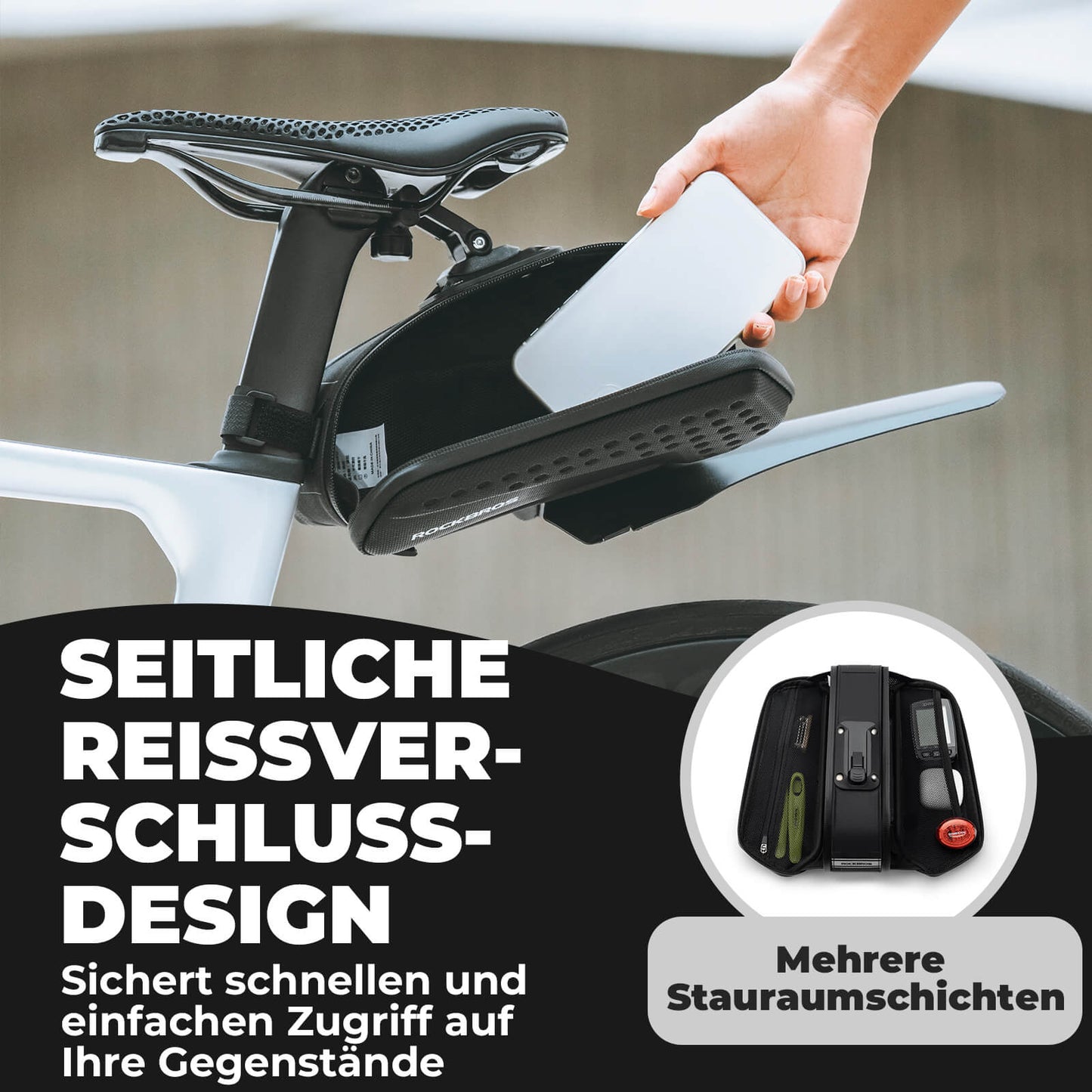 Sacoche de selle de vélo avec garde-boue, déperlante, 1,3 L/0,8 L, ROCKBROS