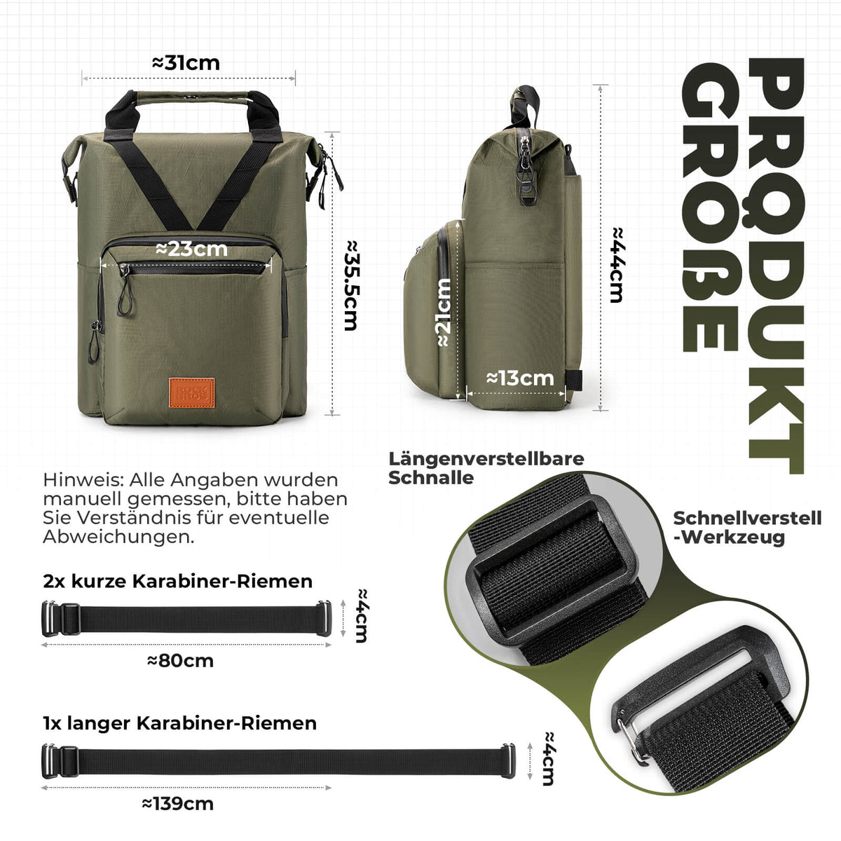 Sacoches de vélo ROCKBROS Sacoche de guidon pour Brompton 10L+1.5L