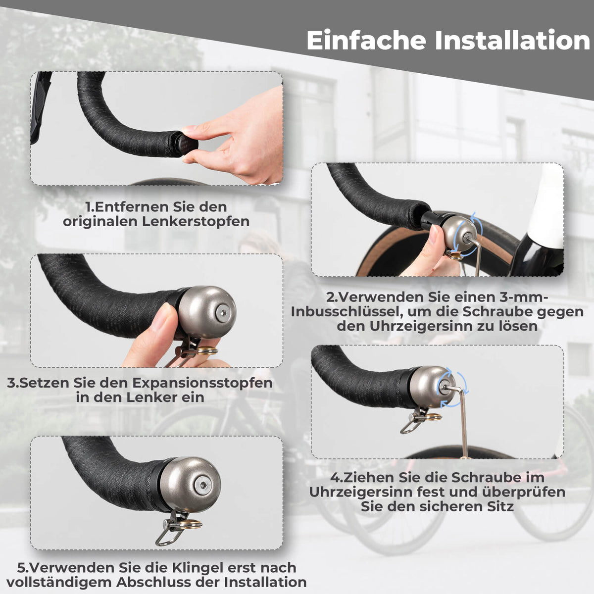 ROCKBROS Sonnette de vélo de route pour cintre drop bar 22,2 mm