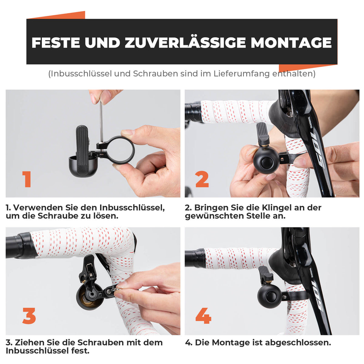 ROCKBROS Sonnette de vélo de route pour cintres courbes 27-30 mm