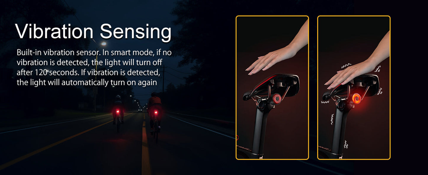 TOWILD TL03 Feu arrière de vélo à détection automatique, feu arrière rechargeable par USB, étanche IPX7, 3 modes de sécurité, ultra lumineux pour la sécurité de nuit