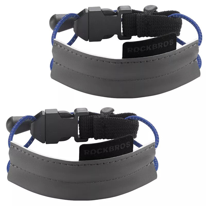 ROCKBROS Bande Réfléchissante Clip de Pantalon Élastique Protecteur de Pantalon de Vélo Bande de Pantalon Réfléchissante pour Jogging en Plein Air Cyclisme Course à Pied 1 Paire