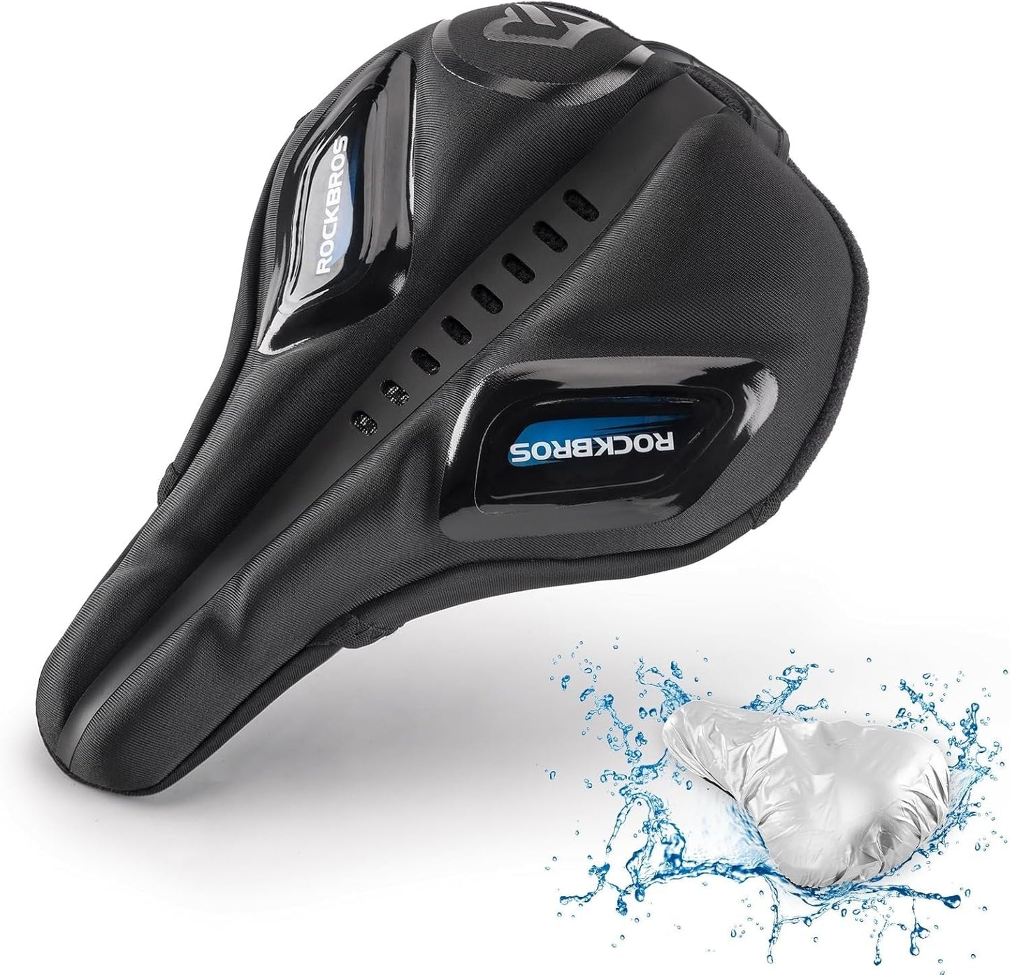Housse de selle de vélo avec protection contre la pluie, housse de selle en gel pour vtt, vélo de route, e-bike, rouge/bleu