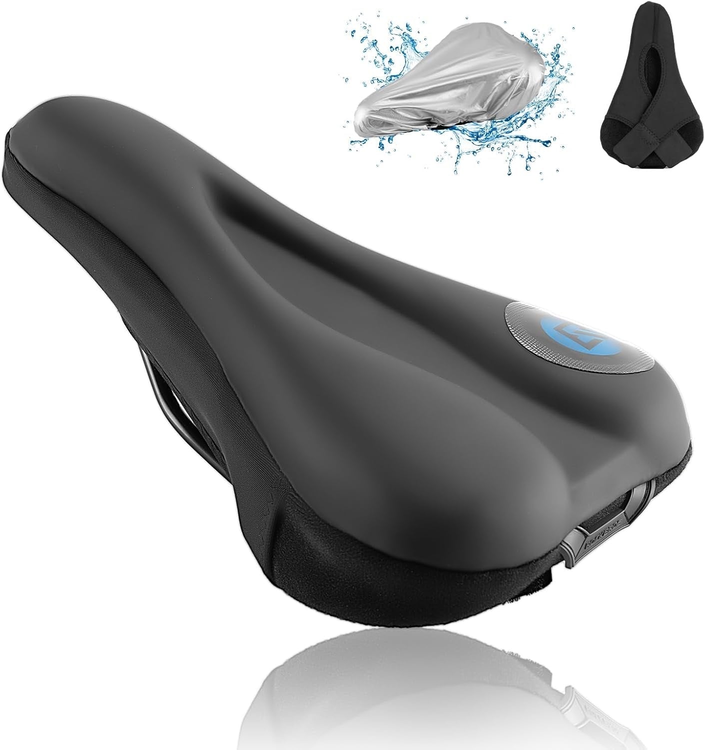 ROCKBROS Housse de Selle en Gel Housse de Selle de Vélo Housse de Selle de Vélo Rembourrée avec Protecteur de Selle Imperméable pour Hommes et Femmes 28 cm x 17,5 cm Bleu/Rouge