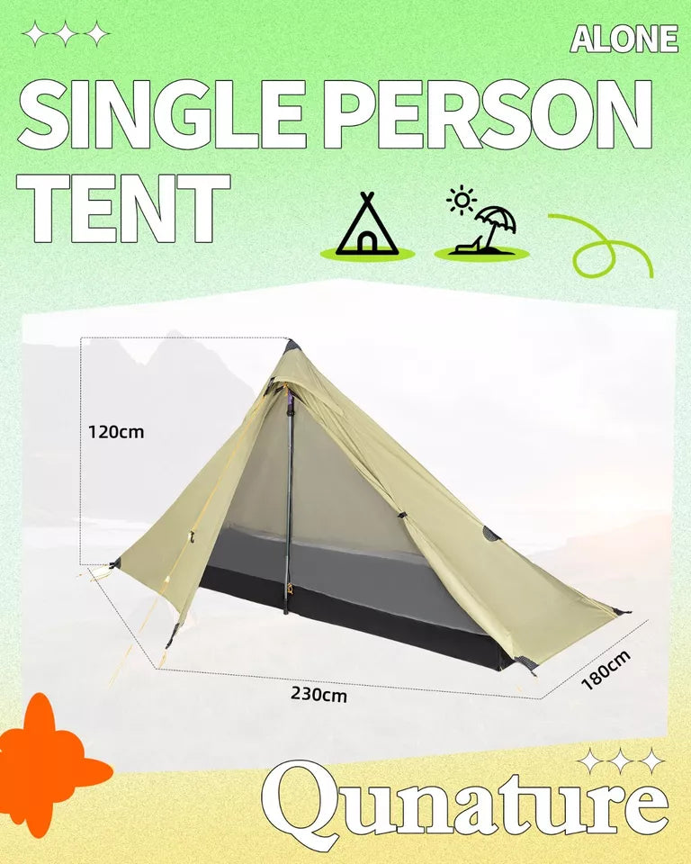 Tente de trekking Qunature tente 1 homme tente de camping ultralégère étanche 230*180 cm