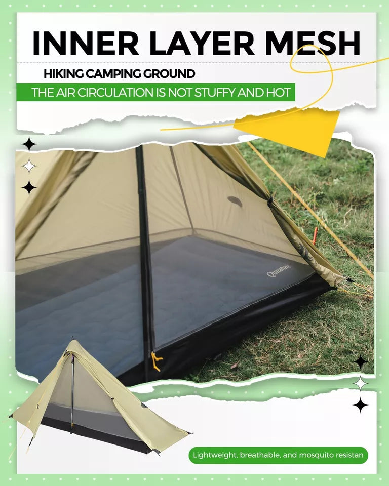 Tente de trekking Qunature tente 1 homme tente de camping ultralégère étanche 230*180 cm