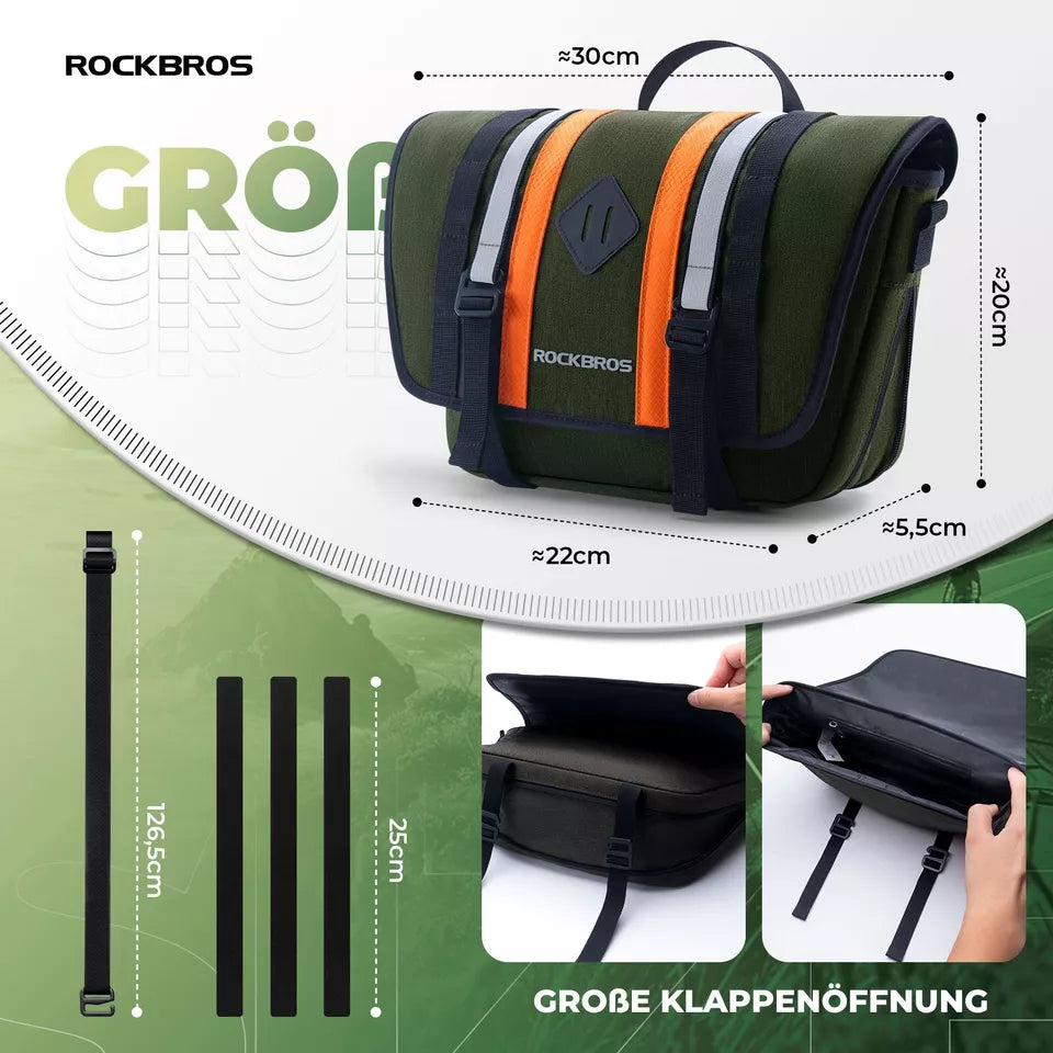 ROCKBROS 2.5L-4L sac de guidon sac de vélo avant sac croisé avec bandoulière vert
