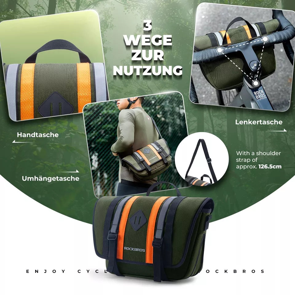 ROCKBROS 2.5L-4L sac de guidon sac de vélo avant sac croisé avec bandoulière vert