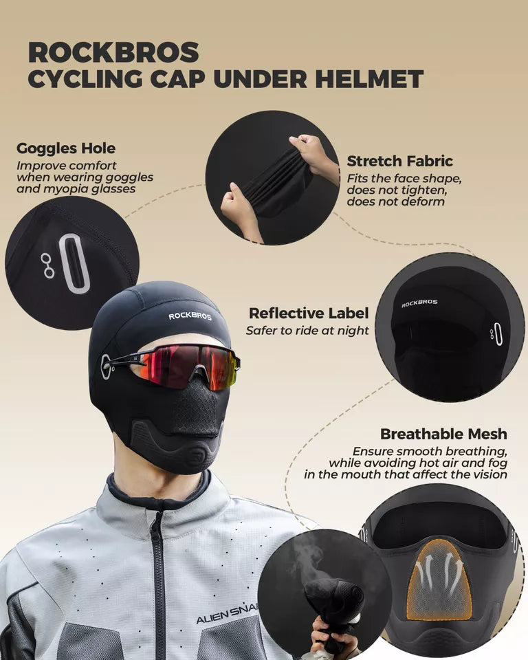 ROCKBROS couvre-tête de moto cagoule polaire chaude cagoules de vélo