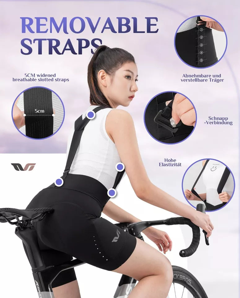 ROCKBROS cuissard à bretelles de vélo short de vélo pour femme short de cyclisme rembourré