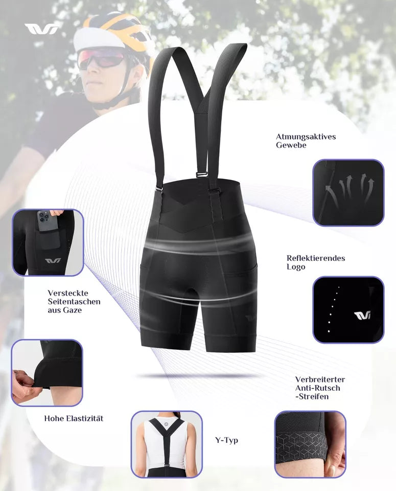 ROCKBROS cuissard à bretelles de vélo short de vélo pour femme short de cyclisme rembourré