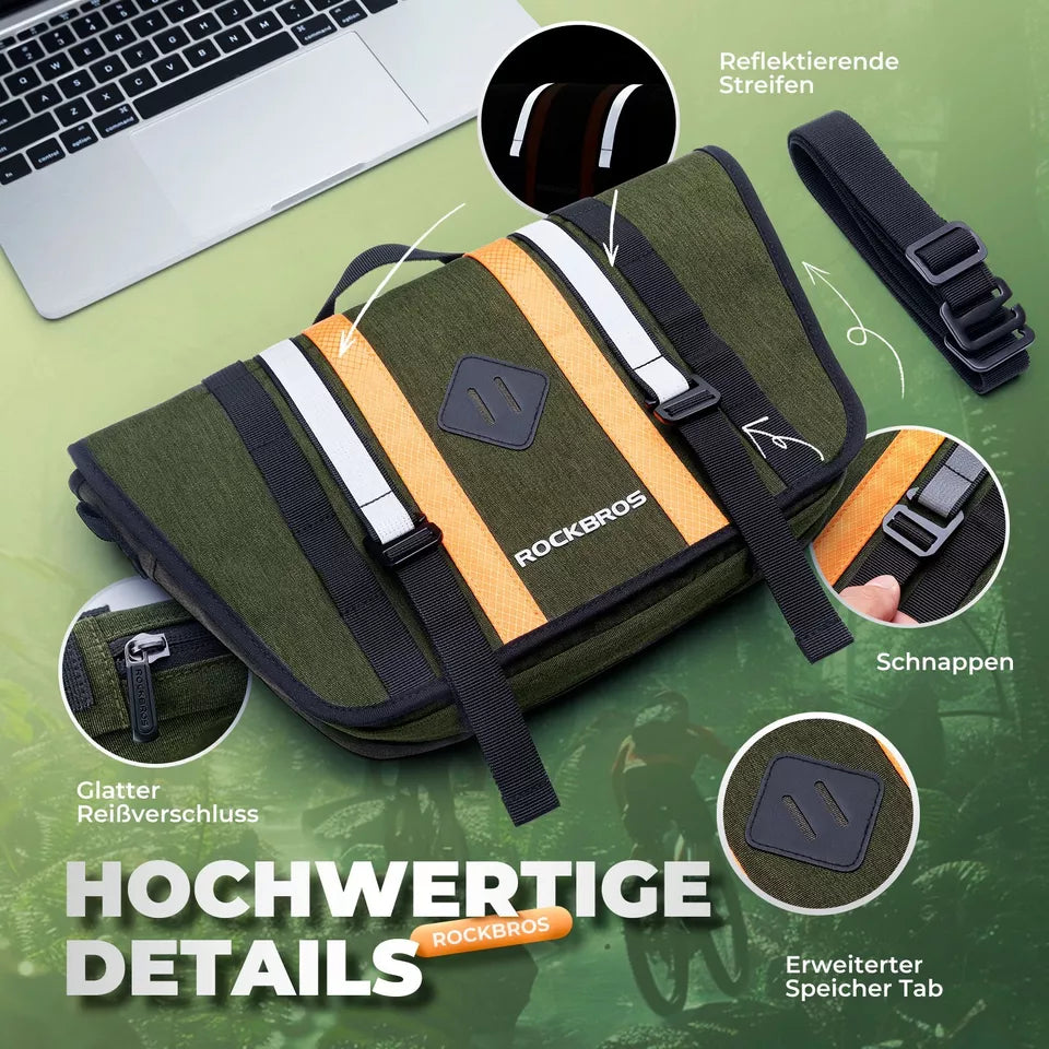 ROCKBROS 2.5L-4L sac de guidon sac de vélo avant sac croisé avec bandoulière vert